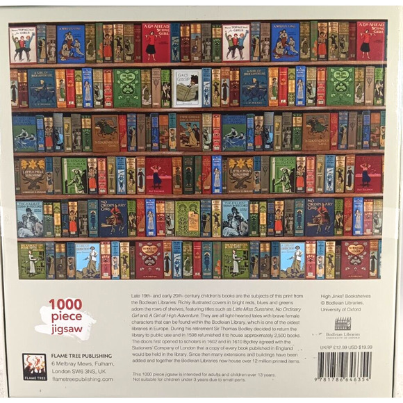 High Jinks! Bookshelves 1000 Piece Jigsaw Puzzle Bodleian Libraries by Flametree - Picture 2 of 3